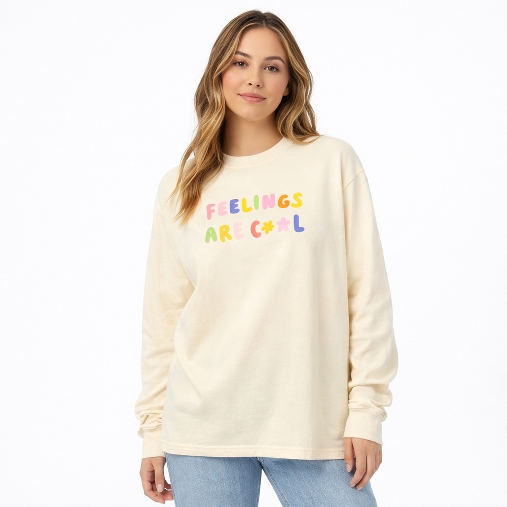 Lonely Ghost Feeling Are Cool Long Sleeve Graphic Shirt Cream
